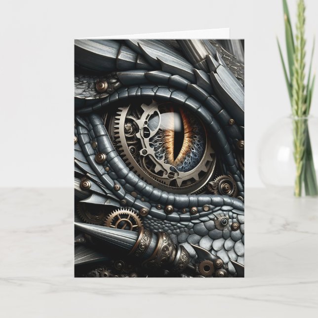 Tarjeta Ojo de dragón steampunk acercamiento coqueto (Anverso)