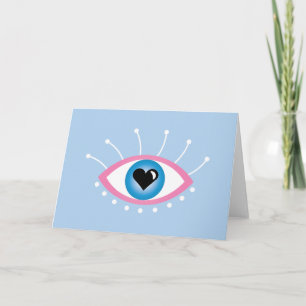Tarjeta Ojo Malvado Griego Con Ojos Azul Rosa