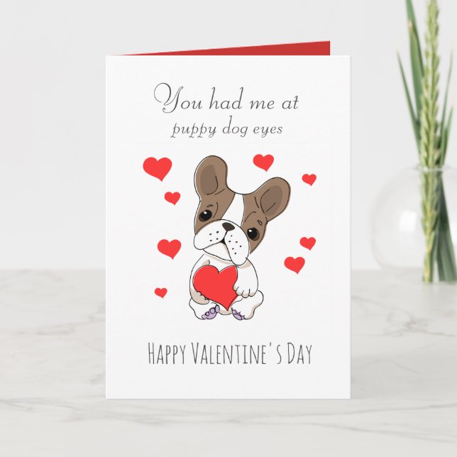 Tarjeta Ojos de cachorro lindos San Valentín (Anverso)