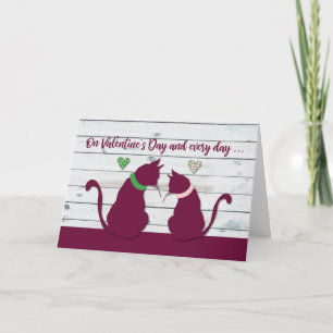 Tarjeta Ojos de gato para ti San Valentín dos gatos frente