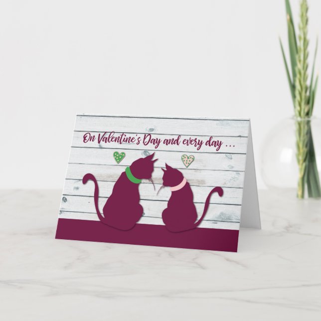 Tarjeta Ojos de gato para ti San Valentín dos gatos frente (Anverso)