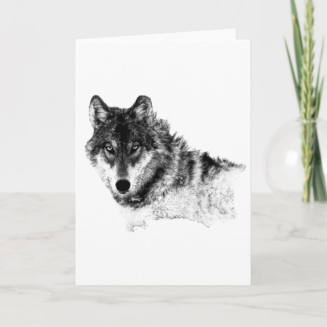 Tarjeta Ojos de lobo Inspirador blanco negro (Anverso)