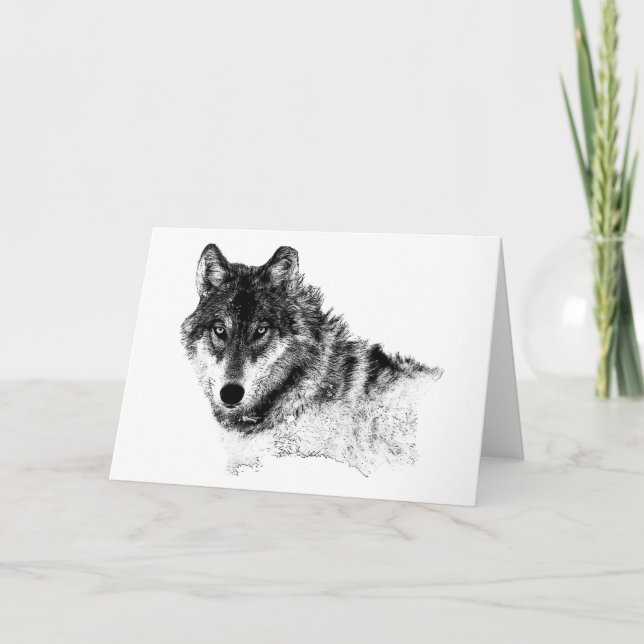 Tarjeta Ojos de lobo Inspirador blanco negro (Anverso)