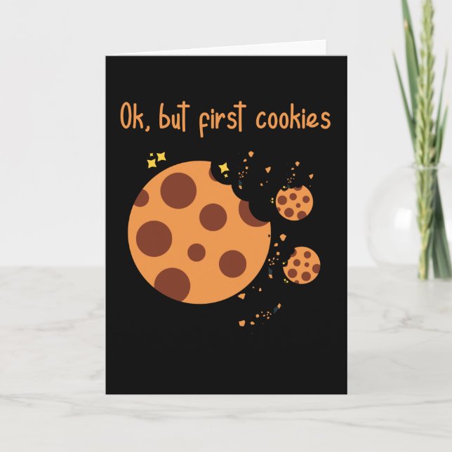 Tarjeta Ok, pero primero galletas. Amor del bizcocho. Dulc (Anverso)