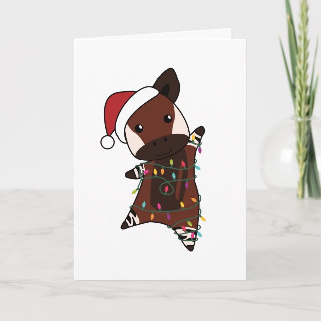 Tarjeta Okapi Navidad Nieve Animales de Invierno Okapis (Anverso)