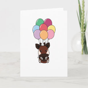 Tarjeta Okapi vuela Con Globos Coloridos