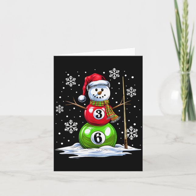 Tarjeta Ol Game Snowman Billiards Player Funny Christmas  (Anverso)