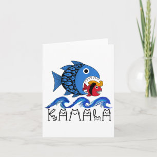Tarjeta Ola Azul 2024 Gracioso Pescado Grande Comer Pescad