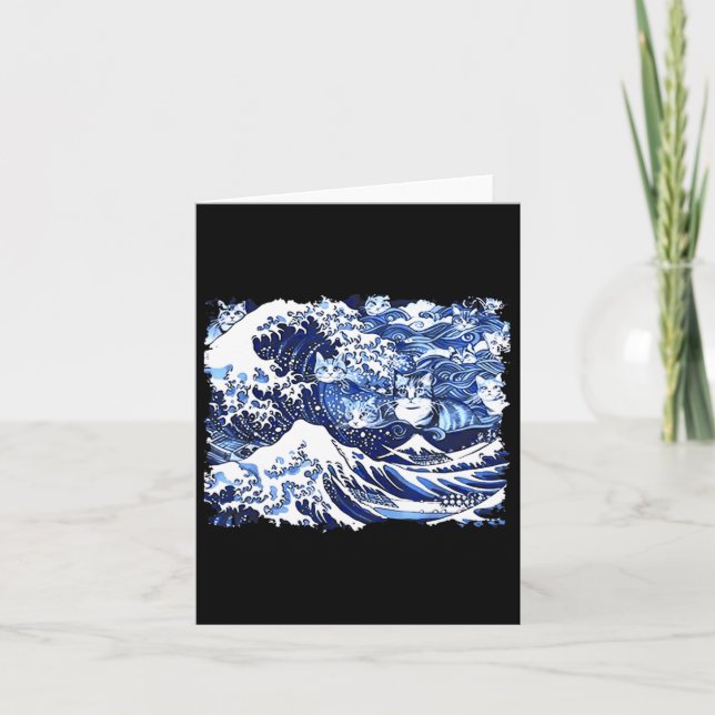 Tarjeta Ola De Gatos Azules Para La Divertida Dama De Gato (Anverso)