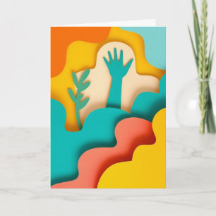 Tarjeta Ola de Mano en Capa de Amanecer