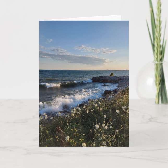 Tarjeta Olas a orillas del lago y agua de espuma (Anverso)