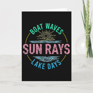 Tarjeta Olas de Barco Rayos de Sol Días de Lago Dulce Retr