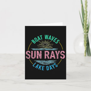 Tarjeta Olas de barco Sun Rays Lake Days Cute Retro 70 Sum