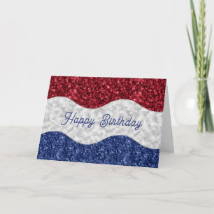 Tarjeta Olas de mosaico patriótico de cumpleaños