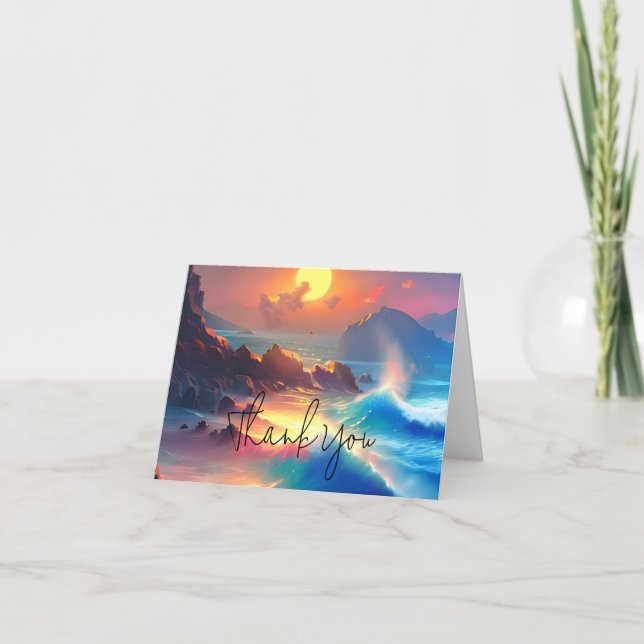 Tarjeta Olas de océano en acuarela personalizables (Anverso)