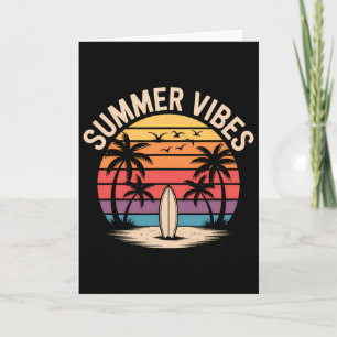 Tarjeta Olas de puesta de sol Vibraciones de verano retro 