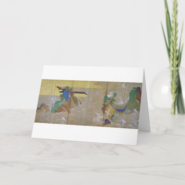 Tarjeta Olas en Matsushima (izquierda), Tawaraya Sotatsu (Anverso)