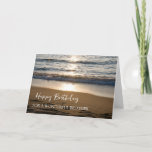 Tarjeta Olas en Sunset Beach Brother Birthday<br><div class="desc">Tarjeta de cumpleaños para un hermano con una hermosa foto de las olas estrellándose en la playa al atardecer y verso reflexivo.</div>