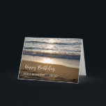Tarjeta Olas en Sunset Beach Friend Cumpleaños<br><div class="desc">Tarjeta de cumpleaños para un amigo con una hermosa foto de las olas estrellándose en la playa al atardecer y verso reflexivo.</div>