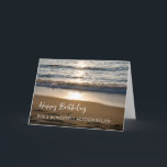 Tarjeta Olas en Sunset Beach Mother en el cumpleaños de la<br><div class="desc">Tarjeta de cumpleaños para la suegra con una hermosa foto de las olas que se estrellan en la playa al atardecer y un verso reflexivo.</div>