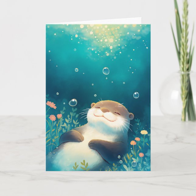 Tarjeta Olas Floridas Escape Soñador de Nutria (Anverso)