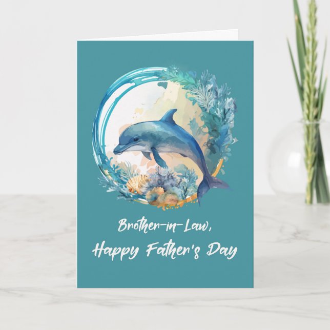 Tarjeta Olas oceánicas del Día del Padre de los Delfines d (Anverso)