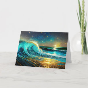 Tarjeta Olas oceánicas divergentes y relucientes