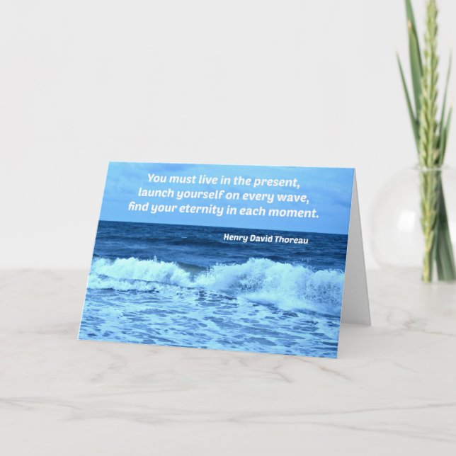 Tarjeta Olas oceánicas y cita de H.D. Thoreau (Anverso)