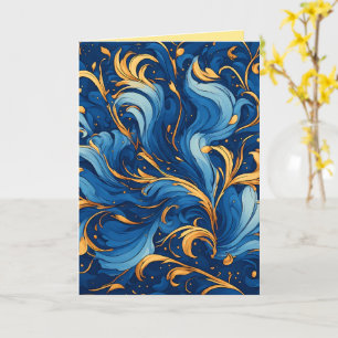 Tarjeta Olas Reales de Capricho Remolinos de Azul y Dorado