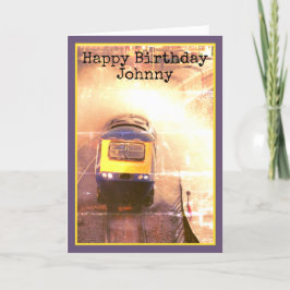 Tarjeta Olas sobre el tren, feliz cumpleaños, personalizad
