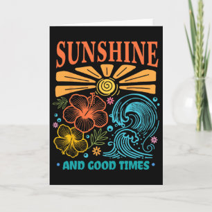 Tarjeta Olas Tropicales De Buen Tiempo De Hibisco Retro B