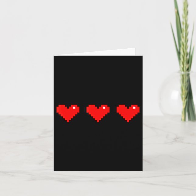 Tarjeta Old 8 Bit Heart Arcade Retro Xel Gamer Valentine's (Anverso)