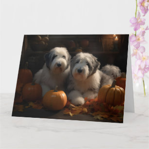 Tarjeta Old English Sheepdog Cachorro Otoño Delicia Calaba
