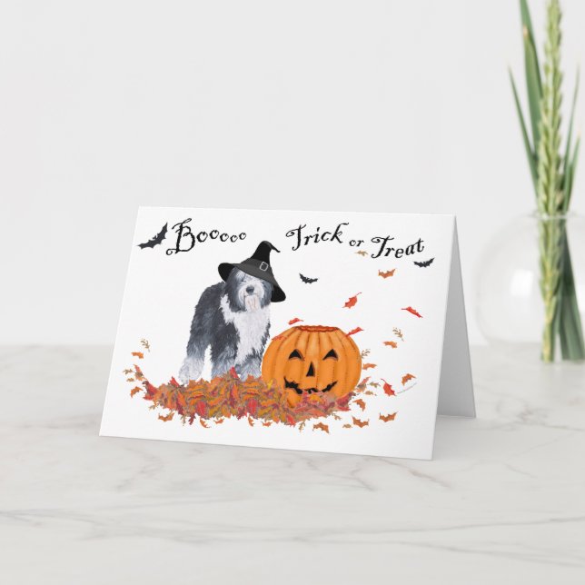 Tarjeta Old English Sheepdog Halloween (Anverso)