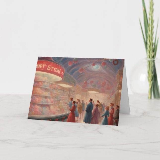 Tarjeta Old Fashioned Candy store at Christmas (Anverso)