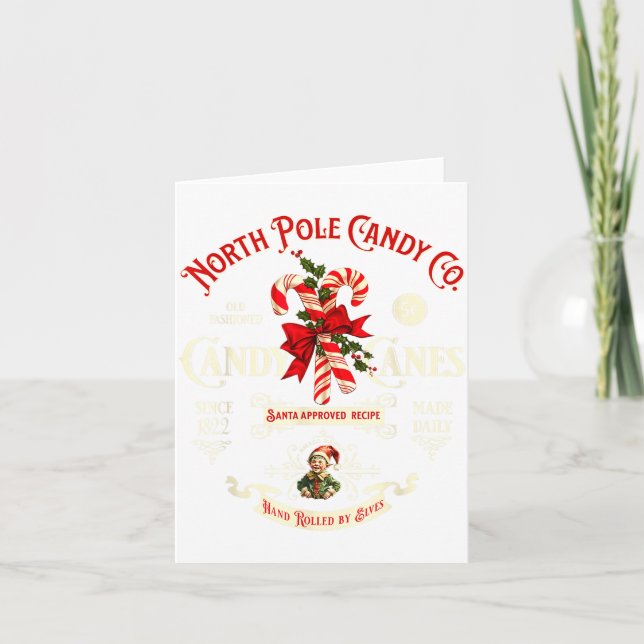 Tarjeta Old Fashioned North Le Candy Cane Company Elf Chri (Anverso)