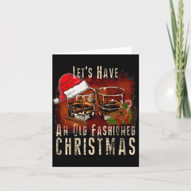 Tarjeta Old Fashioned Whiskey Christmas - Bourbon Tail Dri (Anverso)