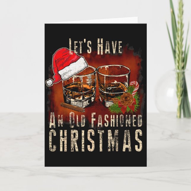 Tarjeta Old Fashioned Whiskey Christmas - Bourbon Tail Dri (Anverso)