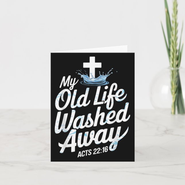 Tarjeta Old Life Washed Water Baptism Bible Verse Christia (Anverso)
