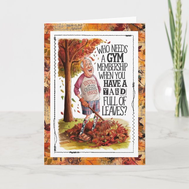 Tarjeta Old Man Fall Humor Health Fitness (Anverso)