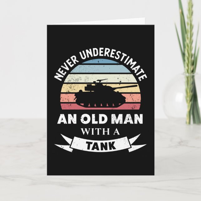 Tarjeta Old Man with a Tank Funny Panzer Gift Dad (Anverso)