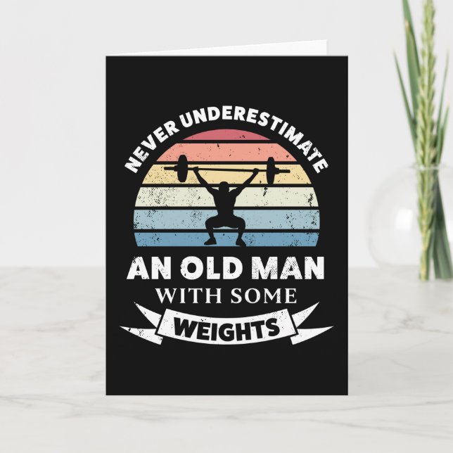 Tarjeta Old Man with Weights Funny Gift Dad (Anverso)