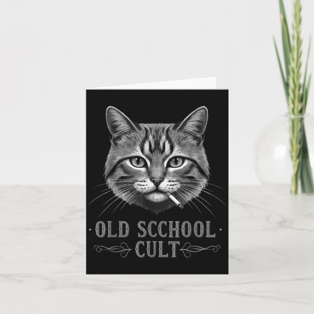 Tarjeta Old Scchool Cult Funny Cat For Cool People And - F (Anverso)