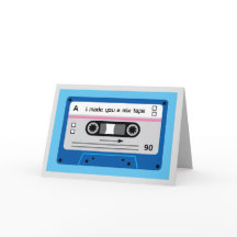 Old Skool Dark Blue Cassette Mix Tape Greetings
