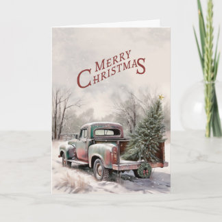 Tarjeta Old Truck and Christmas Tree Greeting Card