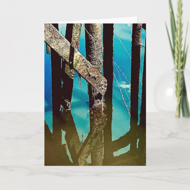 Tarjeta Old Wharf Pier Barnacle Beams Posts Pilings Card (Anverso)