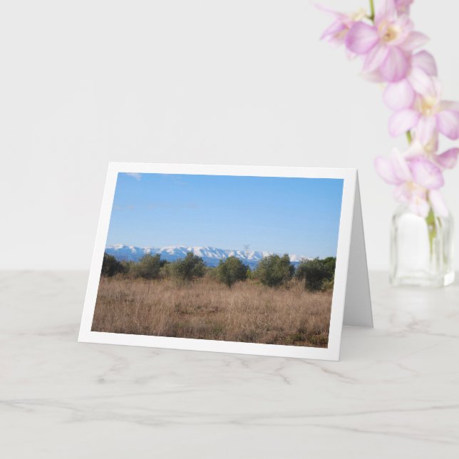 Tarjeta Olivares y montañas nevadas (Orquídea)
