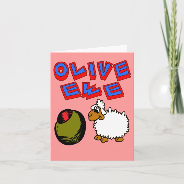 Tarjeta Olive Ewe, I Love You, Lamb Personalizado, Valinti (Anverso)
