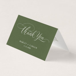 Tarjeta Olive Green Modern Script Wedding Folded Thank You