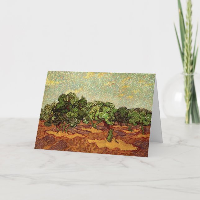 Tarjeta Olive Grove, cielo azul pálido de Vincent van Gogh (Anverso)